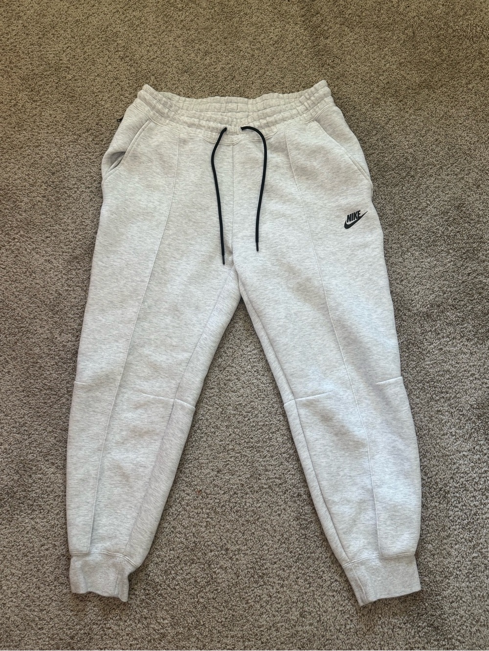 Nike Heather Light Gray Jogger Sweatpants with Black Drawstring